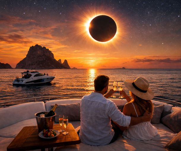 Vive el eclipse solar de 2026 desde el mar de Ibiza